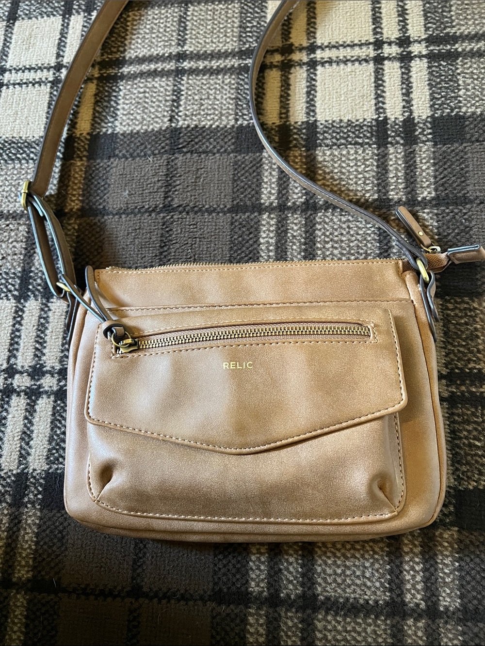 Relic Beige/Tan Crossbody Bag with Front Flap Pocket
